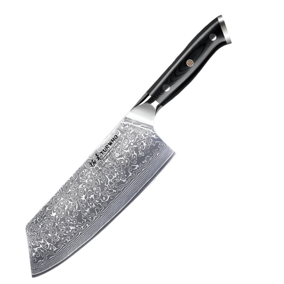 NNEOBA 7.5-Inch Damascus Steel Cleaver Knife G10 Handle Black
