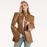 Women's Faux Leather Blazer