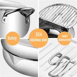NNEOBA 24cm Deep Frying Pot with Thermometer and Lid Silver