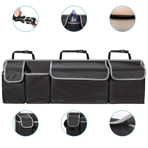 NNEOBA Car Trunk And Backseat Organizer Multi Use Oxford Storage Bag Black