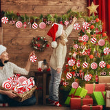12Pcs Wooden Candy Christmas Tree Ornaments Red