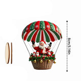 A Set of 10Pcs Santa Claus Parachute Series Handmade Wooden Hanging Ornaments - Perfect Holiday Gift Decoration for Home and Garden
