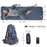 NNEOBA Ultralight Inflatable Camping Sleeping Pad Portable Air Mattress Navy Blue