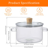 NNEOBA 1.6L Borosilicate Glass Saucepan with Lid Clear Heat-Resistant Pot
