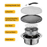 NNEOBA 13-Inch Round Charcoal Grill Portable Tabletop BBQ Smoker Silver