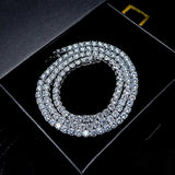 Iced-Out Tennis Chain Necklace with Zircon Stones – Copper Hip Hop Jewelry