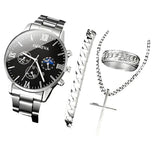 NNEOBA 4PCS Men's Stainless Steel Quartz Watch Set (W118-A)