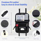 NNEOBA Car Seat Back Organizer with Foldable Table Tray PU Leather Storage Black