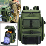 NNEOBA Tackle Backpack with Rod Holders Camping Green