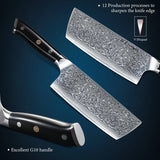 NNEOBA Professional 7-Inch Damascus Steel Meat Cleaver VG10 Core Black