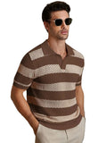 Men's Striped Knit Polo Shirt