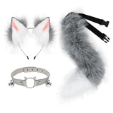 Gray Cat Ears & Animal Tail Cosplay Costume Set