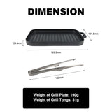 NNEOBA Mini Grill Plate Set – Non-Stick Aluminum Alloy Griddle with Tong Black