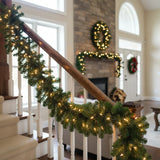 Christmas Garland Wreath, 2.7M Artificial Pine Rattan with LED Lights, Hanging Decor for Xmas Tree, Home Party, Door, Fireplace