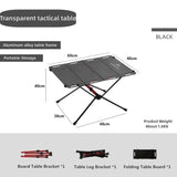 NNEOBA Transparent Tactical Camping Table Black