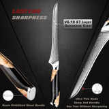 NNEOBA 6-Inch Damascus Utility Knife 67-Layer Razor Sharp Boning Knife Black