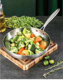 NNEOBA 28cm Stainless Steel Non-Stick Frying Pan Uncoated Cookware Silver