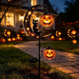 Black Cat & Pumpkin Moon Garden Stake Light – 85cm Waterproof