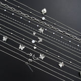 NNEOBA NNEOBA 13-Piece Womens Silver Necklace Set with Charms