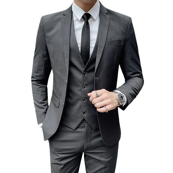 NNEOBA Mens Business Suit Set Blazer (Gray)