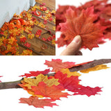 100pcs Artificial Silk Maple Leaves, Mixed Color Autumn Fake Leaves
