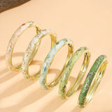 5-Piece Vintage Cloisonné Enamel Flower Bangle Set – Bohemian Women's Fashion Jewelry