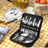 NNEOBA 20-Piece Steel Outdoor Camping Cutlery Set Silver