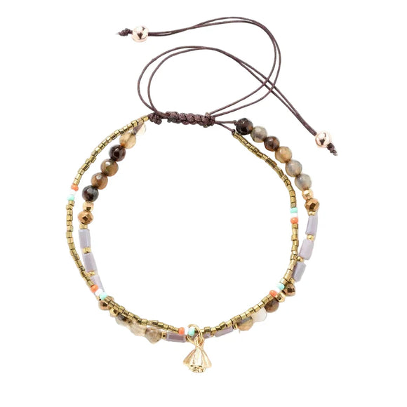 NNEOBA Bracelet with Multi-Layer Bohemia Beads for Women (Lotus)