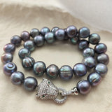 AAAA+ Natural Black Blue Baroque Pearl Necklace – 925 Sterling Silver Clasp (16–35 Inch)