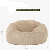 NNEOBA 2-in-1 Bean Bag Chair & Footstool Cover Set Flannel Corduroy No Filler Beige