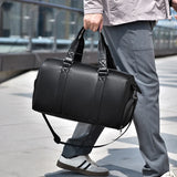 NNEOBA Large-Capacity PU Travel Gym Bag Black