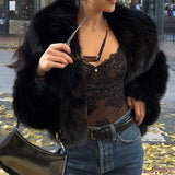 Neo Mint Faux Fox Fur Shawl Collar Jacket