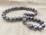 AAAA+ Natural Black Blue Baroque Pearl Necklace – 925 Sterling Silver Clasp (16–35 Inch)