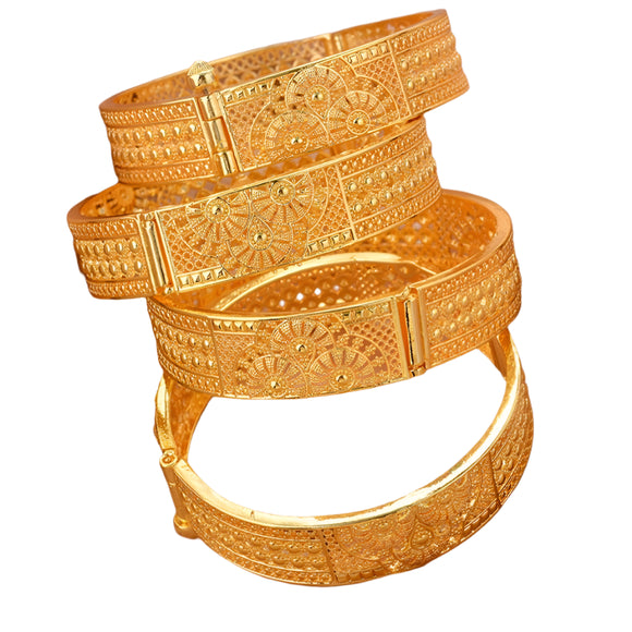 NNEOBA Ethiopian Gold Bangles Women’s Wedding Jewelry Set