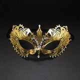 Black Gold Skull Metal Mask Halloween Rhinestone Half Face Venetian Masquerade Men White Women Skull Party Mask