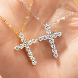 14K Gold Filled Moissanite Cross Pendant Necklace – D Color Round Moissanite with GRA Certificate