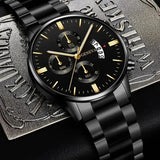 NNEOBA Men's Stainless Steel Quartz Calendar Watch