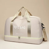 NNEOBA Travel Duffle Bag with Shoe Compartment & Strap (Beige)