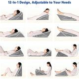 NNEOBA Adjustable Wedge Pillow Set Ergonomic Triangle Pillow Headrest Grey