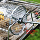 NNEOBA 12-Inch Stainless Steel Rolling BBQ Grill Mesh Rotisserie Roaster Cage Silver