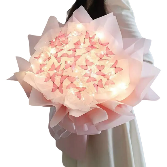NNEOBA Enchanting DIY Butterfly Bouquet with Light String | Handmade Craft Kit