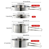 NNEOBA Outdoor Stainless-Steel Camping Cookware Set - Silver