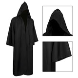 Masquerad Cloak Soft Unisex Hooded Black Robe Witch Long Cape Cosplay Costume Prop Party Performance Supplies Holiday Decoration - XL