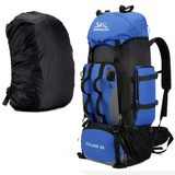 NNEOBA 90L Waterproof Camping Backpack with Cover Blue