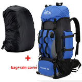 NNEOBA 90L Waterproof Camping Backpack with Cover Blue