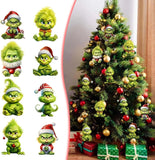 10pcs Whimsical Green Christmas Tree Ornaments