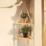 NNEOBA Boho Wood Hanging Shelf - Stylish Home Decor Shelves on Wall