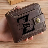 Personalized PU Leather Bifold Wallet with Chain