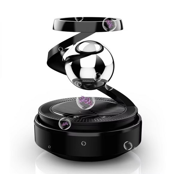 NNEOBA Solar-Powered Rotating Car Air Freshener–Suspension Perfume Diffuser Black