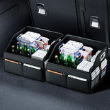 NNEOBA PU Leather Car Trunk Organizer Folding & Collapsible Cargo Storage Box Black